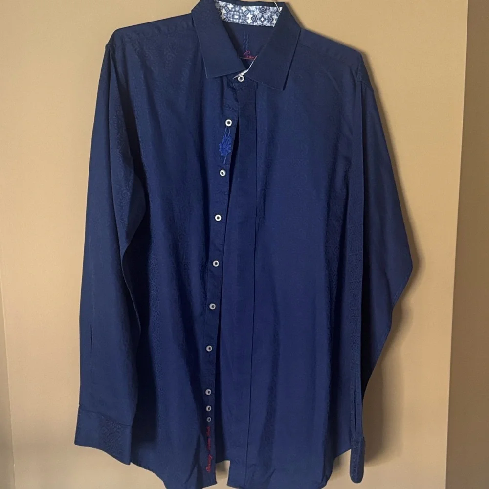 Men's Robert Graham Blue Button Down Shirt XLT - Picture 1 of 9